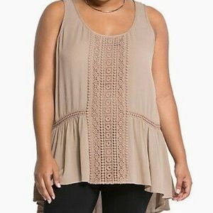 Torrid Hi-Low Sleeveless Tunic Tank Top Tan